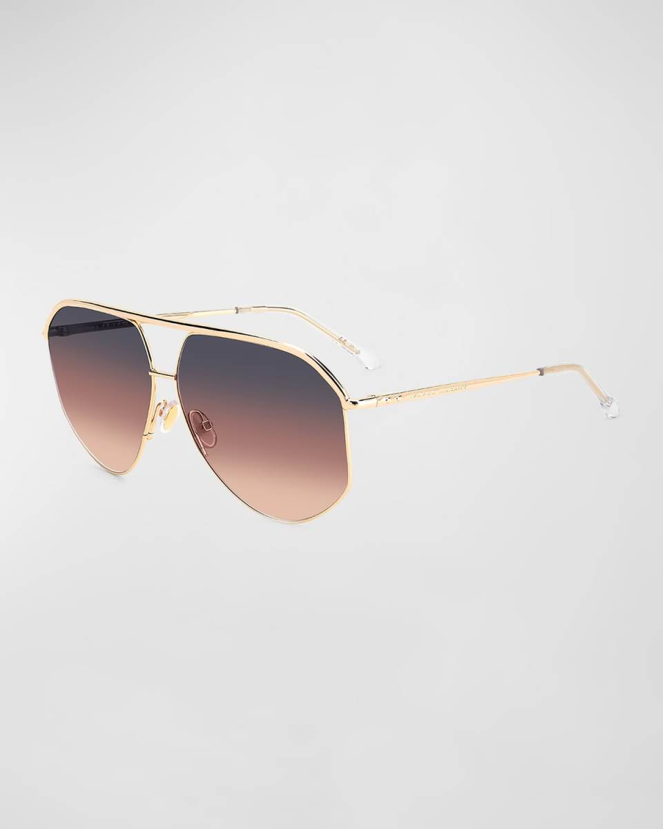 Angular Stainless Steel Aviator Sunglasses